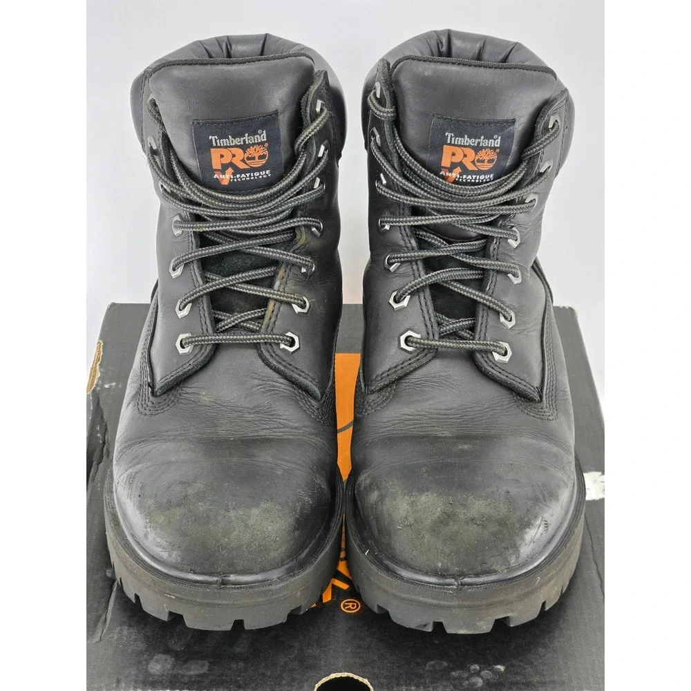 Timberland PRO Direct Attach Work Boots Mens 9 Black Leather Soft Toe -Good